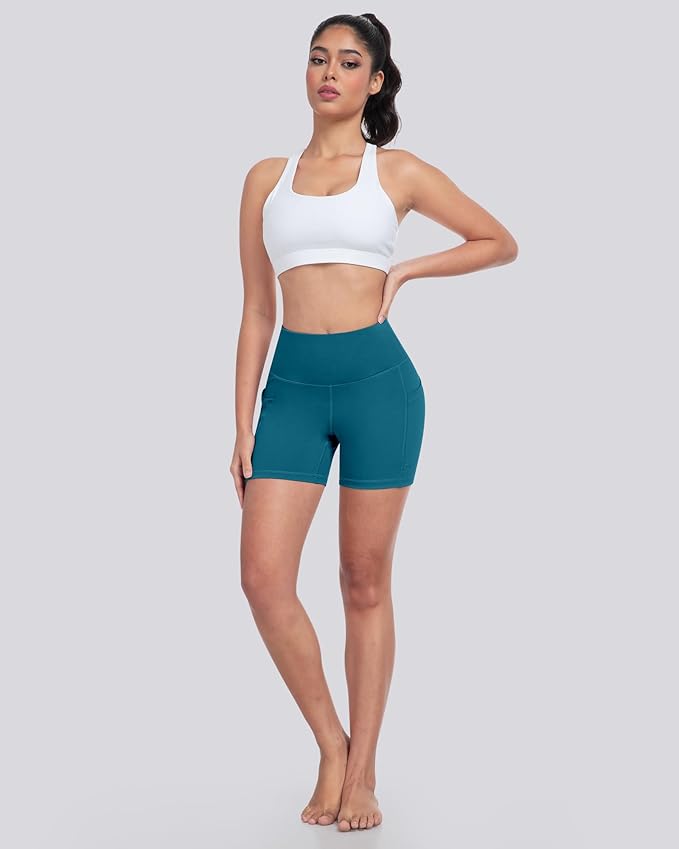 LZYVOO Biker Spandex Shorts Women, High Waisted Tummy Control Workout Yoga Shorts with Pockets