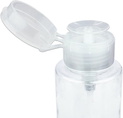 7oz Clear Push Down Pump Dispenser Empty Refillerble Bottle with Flip Top Cap - for Nail Polish, Travel, Cosmetics Packaging