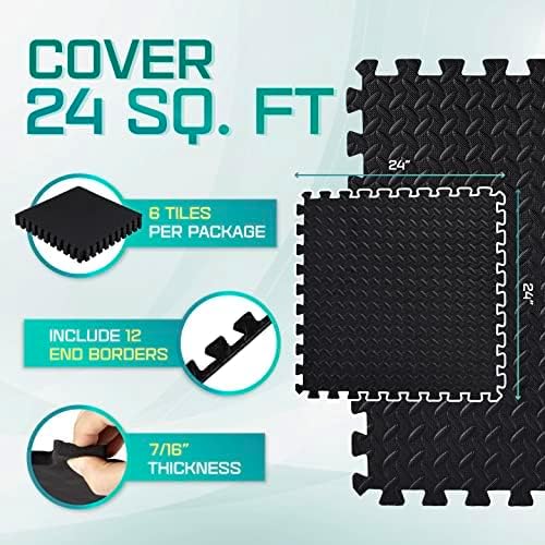 Yes4All 24SQFT-120SQFT Puzzle Exercise Mat for Home Gym, EVA Interlocking Foam Floor Tiles with Border for Workout Equipment