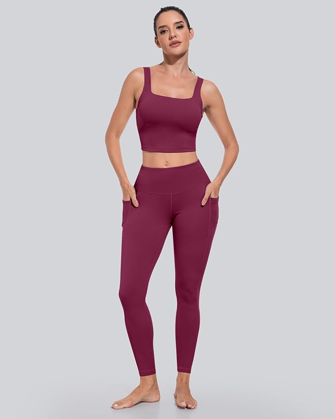 CHRLEISURE Leggings with Pockets for Women, High Waisted Tummy Control Workout Yoga Pants