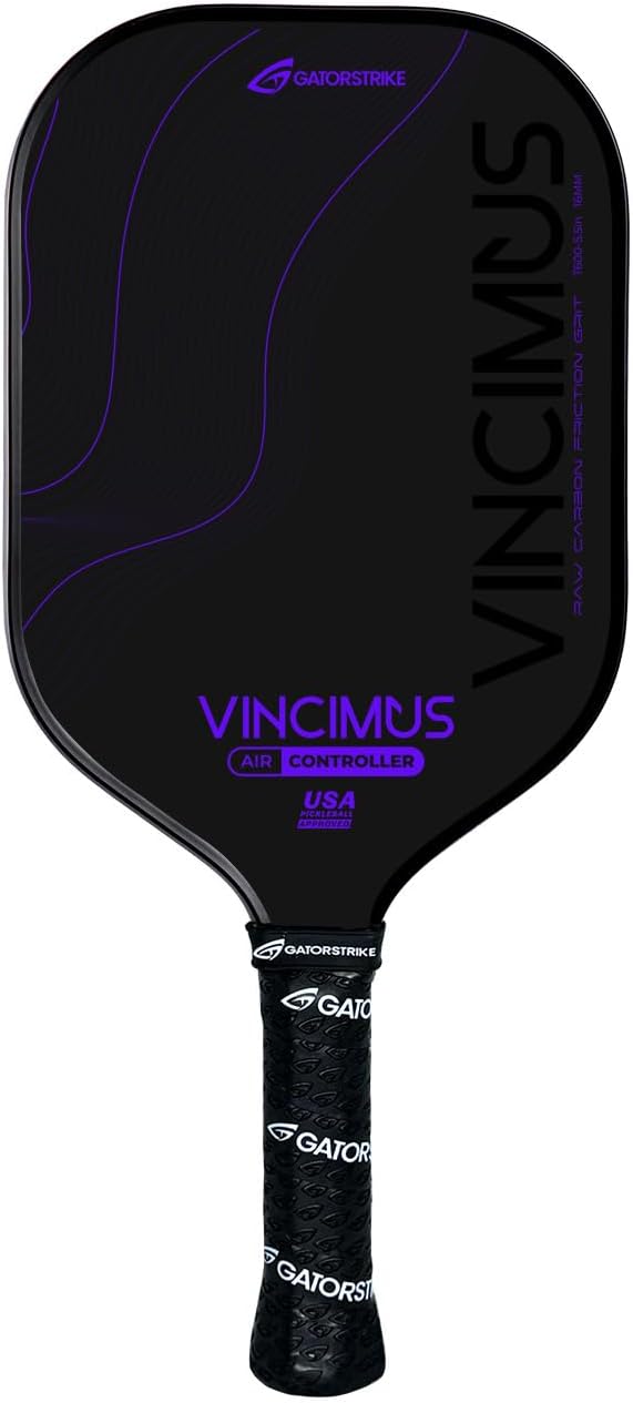 Vincimus Air Controller T600 Pickleball Paddle, T600 Carbon Fiber Pickleball Paddle with Enhance PP Honeycomb 16mm Core, 8.1oz with GatorGrit Face
