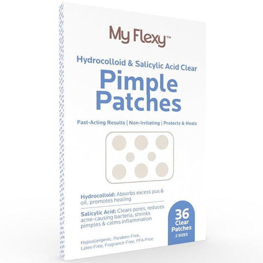 Pimple Patches - Hydrocolloid Acne Patches with Salicylic Acid (36 Acne Dots, 2 sizes), Pimple Patches for Face, Invisible Zit Stickers. Thin, Clear Hydrocolloid Patch; Blemish Protection.