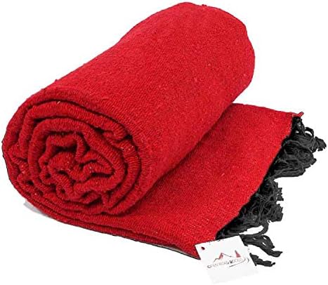 Open Road Goods Solid Color Mexican Yoga Blanket – Large Handwoven Throw for Yoga, Beach, Camping or Home – Soft and Durable Cotton Blend