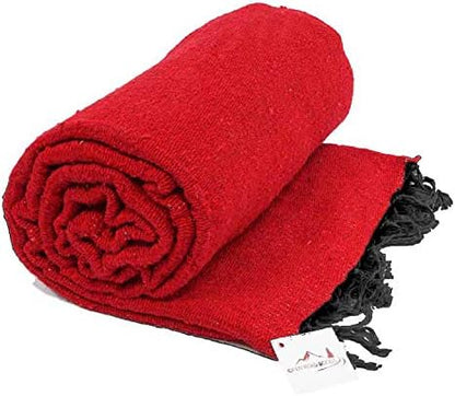 Open Road Goods Solid Color Mexican Yoga Blanket – Large Handwoven Throw for Yoga, Beach, Camping or Home – Soft and Durable Cotton Blend
