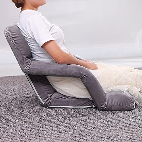 WoodShine Adjustable 6-Position Padded Floor Chair with Arms Folding Chair for Floor Seating Video Game Chairs 43inch*28inch(Morandi Grey)