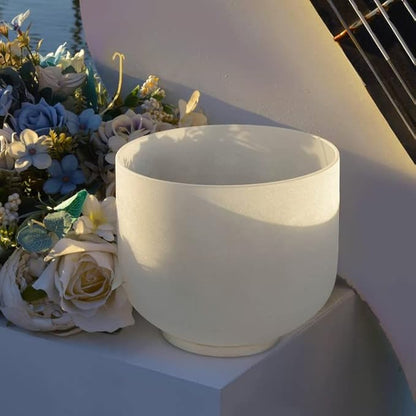 TOPFUND 432Hz G Note Crystal Singing Bowl Throat Chakra 10 inch with Heavy Duty Carrying Case and Suede Mallet