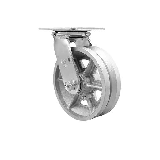 V Groove Semi Steel Cast Iron Swivel Top Plate Heavy Duty Caster with 6 Inch Wheel – 1,200 lbs. Capacity/Caster - Service Caster Brand