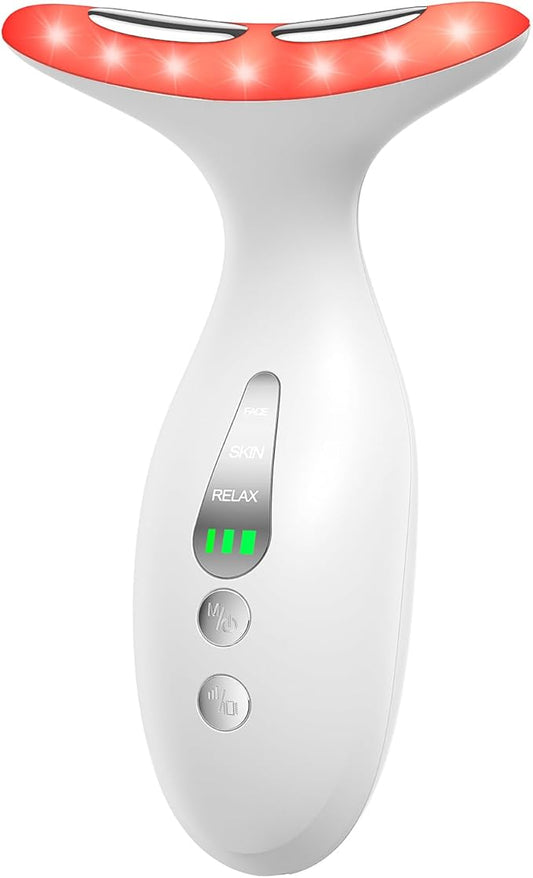 Facial & Neck Massager – Skin Firming, Wrinkle Reducer & Sculpting Tool | Portable LED Light Therapy for Face & Neck Care