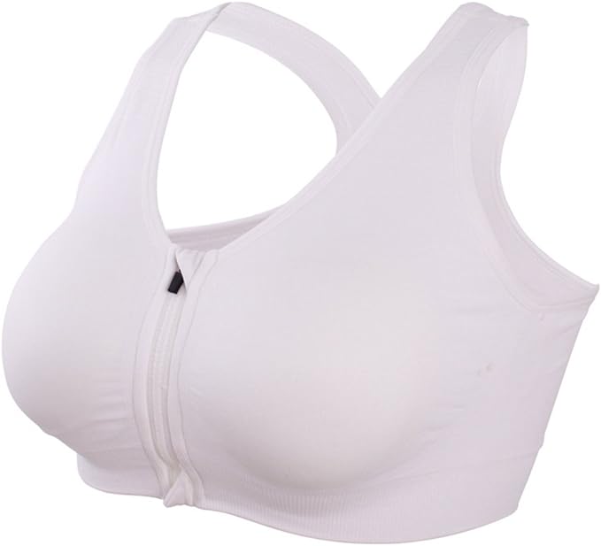 Women's Zipper Front Closure Sports Bra Racerback Yoga Bras