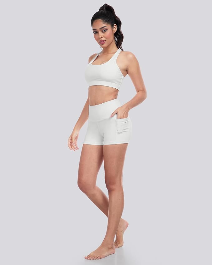 LZYVOO Biker Spandex Shorts Women, High Waisted Tummy Control Workout Yoga Shorts with Pockets