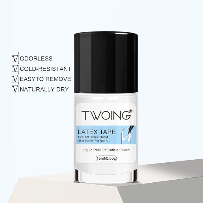 TWOING 15mlLiquid Latex for Nails, Peel Off Cuticle Protectors for Nail Polish,Skin Barrier Manicure, Art Liquid Latex Tape Protector Nail Cuticle Guard Gifts