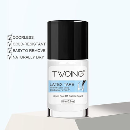 TWOING 15mlLiquid Latex for Nails, Peel Off Cuticle Protectors for Nail Polish,Skin Barrier Manicure, Art Liquid Latex Tape Protector Nail Cuticle Guard Gifts