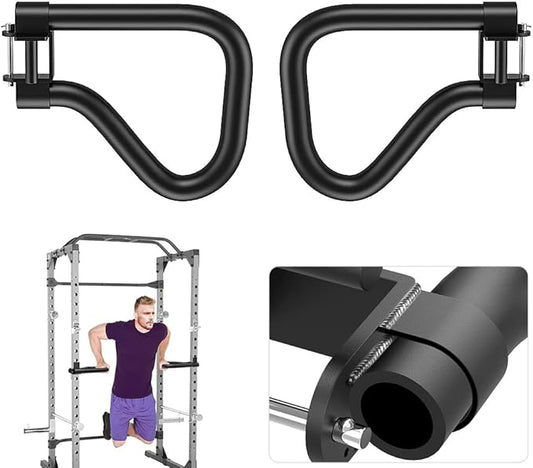SELEWARE Solid Dip Bar Attachment for 2" x 2" or 3" x 3" with 1", 1/2" or 5/8" Hole Power Cage Squat Rack, Set of 2 Dip Bar Muti-Grip Handles for Strength Training, Double Welding Design