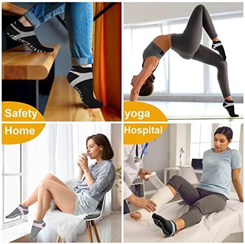 Muezna Non Slip Yoga Socks for Women, Anti-Skid Pilates, Barre, Hospital Socks with Grips, Size 5-10