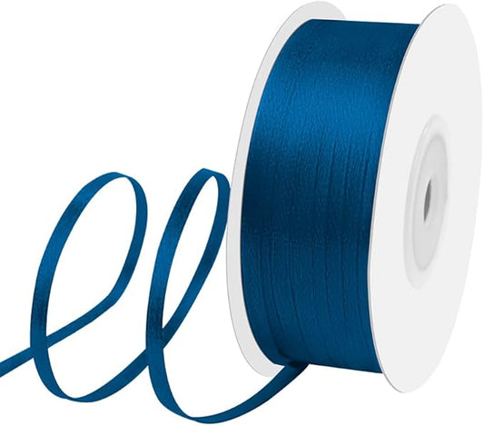 1/8" Width x 100 Yards Satin Ribbon, Thin Navy Blue Ribbon Perfect for DIY Craft, Bows, Gift Wrapping, Flower Bouquet, Valentine's Day, Christmas and Party Decoration