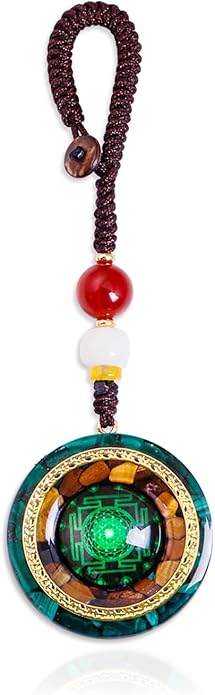 Day Day Up Orgonite Necklace - Sri Yantra Rotatable Pendant For Anti Stress Anxiety & Meditation - Malachite And Tiger Stone For Spiritual Healing & Positive Energy
