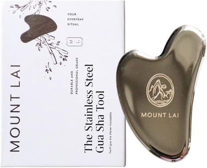 Mount Lai Stainless Steel Gua Sha Facial Tool – The Element of Refinement – Professional Grade Steel Face Sculpting Tool for Lymphatic Drainage, Puffiness Reduction & Refined Results
