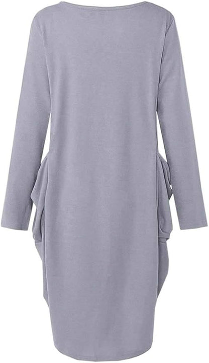 Womens I'm Mostly Peace Love and Light and A Little Go Print Long Sleeve Loose Pocket Oversize Tunic Dress