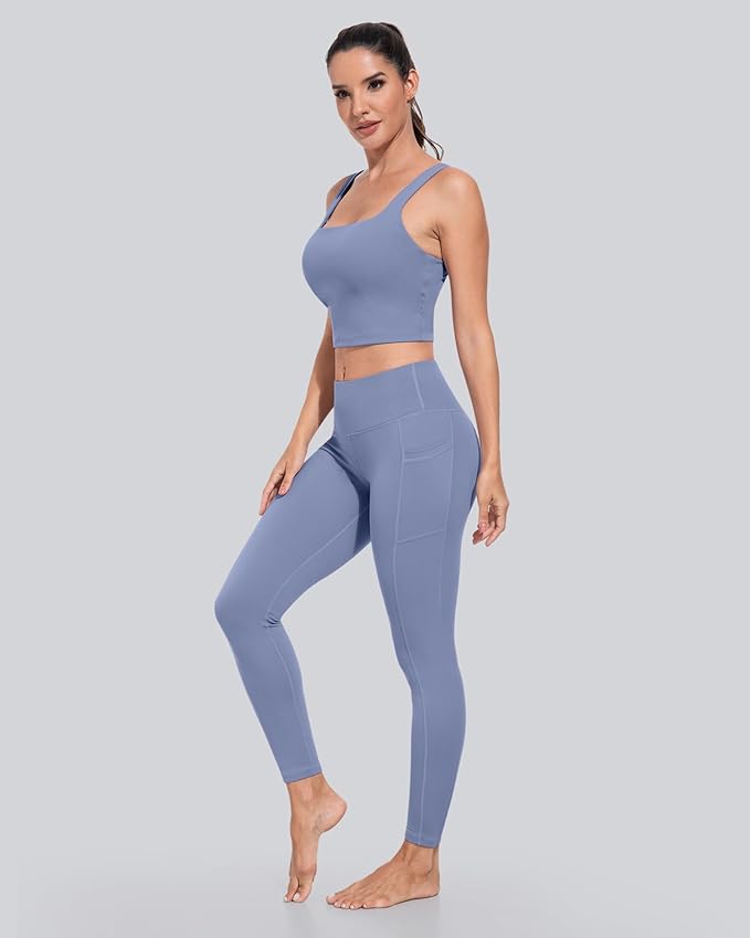 CHRLEISURE Leggings with Pockets for Women, High Waisted Tummy Control Workout Yoga Pants