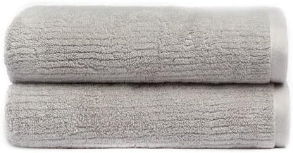 Cozy Earth Ribbed Hand Towel Set - 60% Cotton 40% Viscose from Bamboo Hand Towels - Soft & Absorbent Textured Ribbed Pattern - 2 Pack Light Grey