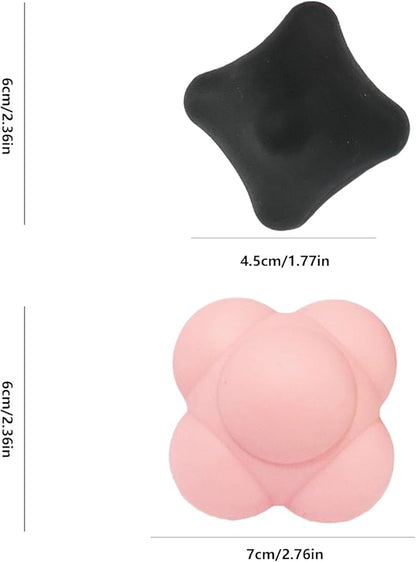 Reaction Training Ball,Six-Point Spike Massage Ball Set,Body Different Massage Balls for Hand and Foot Relaxation,Deep Muscle Relief,Everyday Use(2 Pieces) (Pink/Black, 2.80"/2.28")