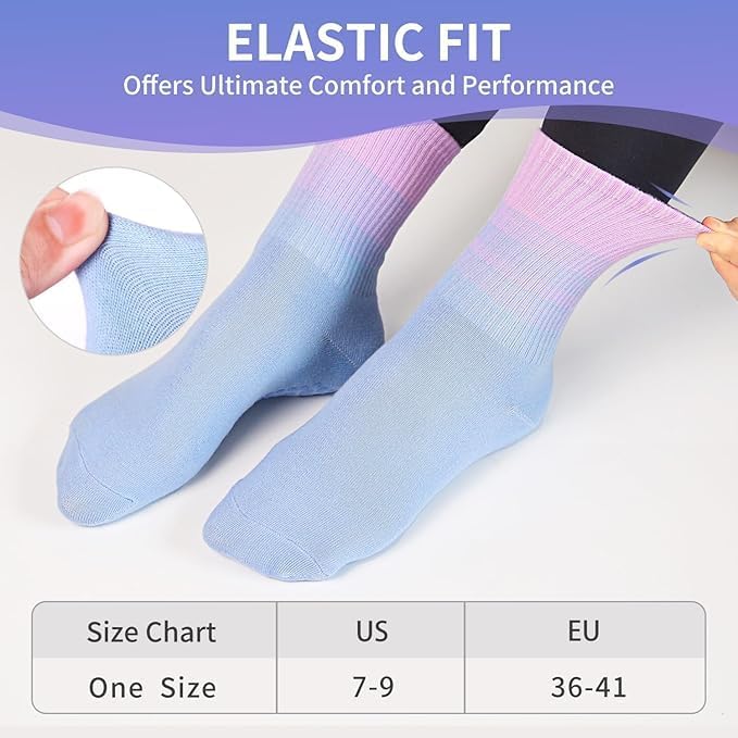 Non-Slip Pilates Socks with Grips for Women 5 Pairs Cute Yoga Socks Grippy for Yoga Barre Ballet