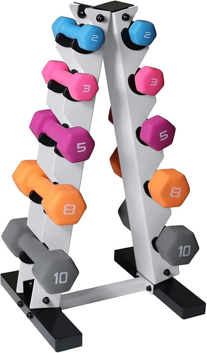 WF Athletic Supply Dumbbell Rack, 5-Tier A-Frame Dumbbell Rack for Dumbbell Storage, Color Options Available in Black/White/Green/Yellow/Red/Pink/Orange & Blue