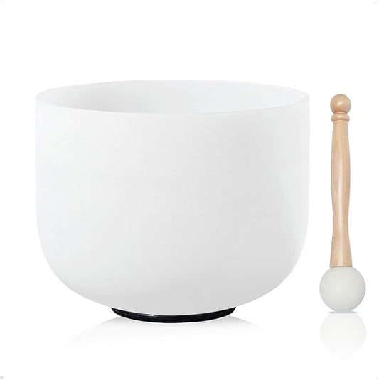432HZ 12 Inch C Note Root Chakra Frosted Quartz Crystal Singing Bowl Meditation Therapy Sound Healing Instrument Sound Bath Bowl with Mallet and O-ring