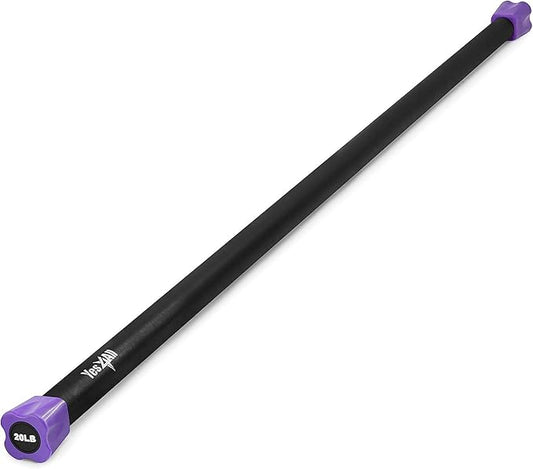 Yes4All Total Body Workout Weighted Bar, Resistance Band Bar, Racks for Strength Training, Exercise Bar for Yoga in Home and Gym - Single/Combo