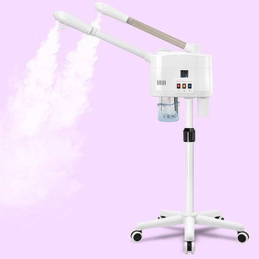 Professional Facial Steamer, 2 in 1 Facial Steamer for Cold Mist & Hot Mist & Timer Function, Stand Face Steamer Adjustable Height for Spa, Salon and at Home use