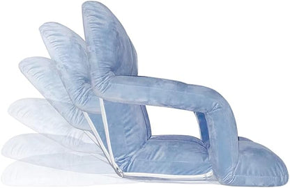 WoodShine Adjustable 6-Position Padded Floor Chair with Arms Folding Floor Seating Pillow Gaming Chair (Morandi Blue)