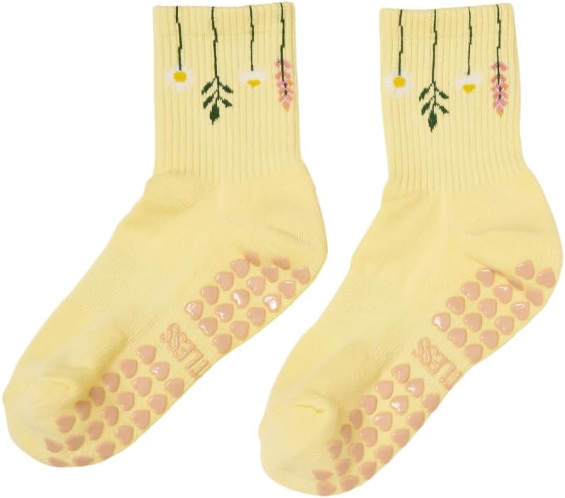 Crew Half Calf Grip Socks, Cutest Fruits Pilates Socks, Ruffle socks, Non-Slip, Barre Yoga Fitness