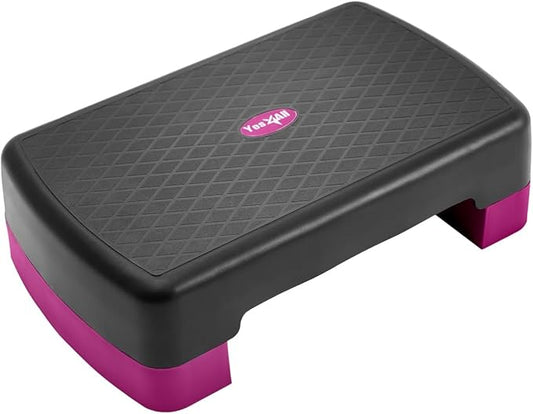 Yes4All 18.1" Aerobic Exercise Step Platform with 2 Risers, Adjustable Height Workout Stepper 3" 5.1" for Home Gym Step Up Exercise & Balance Training, Mulltiple Colors
