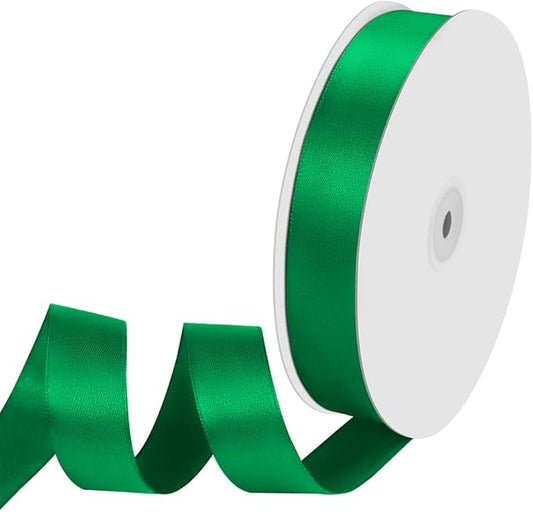 1" Width x 100 Yards Satin Ribbon, Green Ribbon Perfect for DIY Craft, Bows, Gift Wrapping, Flower Bouquet, Valentine's Day, Christmas and Party Decoration