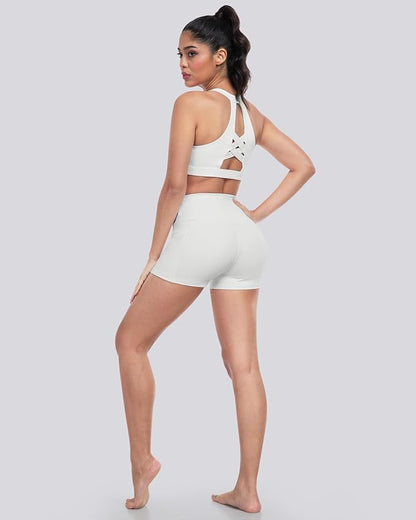 LZYVOO Biker Spandex Shorts Women, High Waisted Tummy Control Workout Yoga Shorts with Pockets