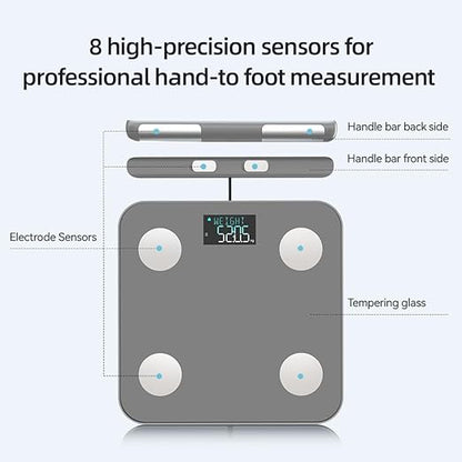 Fitdays Smart Body Fat Scale | Advanced 8-Electrode Technology for BMI/20+ Body Metrics | Full-Color LED & High Precision | Bathroom Weight Scale for Fitness/Weight Loss (FG2211LB-GREY)