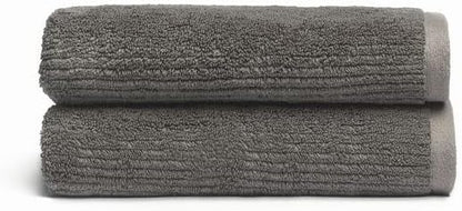 Cozy Earth Ribbed Hand Towel Set - 60% Cotton 40% Viscose from Bamboo Hand Towels - Soft & Absorbent Textured Ribbed Pattern - 2 Pack Charcoal