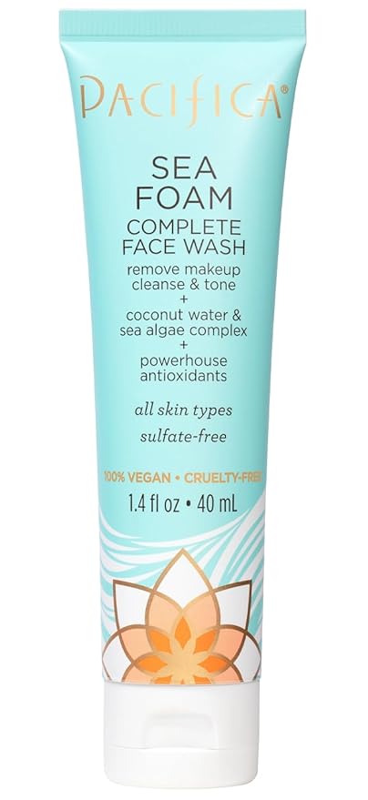 Pacifica Face Wash - Sea Foam Mini Travel Size, Skincare, Daily Gentle Foaming Cleanser, Makeup Remover, Face Cleanser, Skin Care, For Combination and Oily Skin, Vegan, 1.4 fl oz (1 Count)
