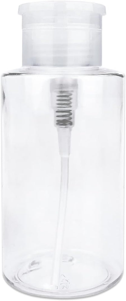 10oz Clear Push Down Pump Dispenser Empty Refillerble Bottle with Flip Top Cap - for Nail Polish, Travel, Cosmetics Packaging