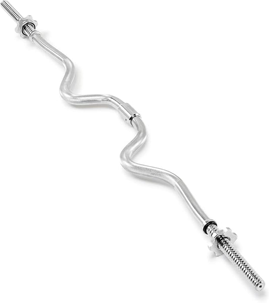 Marcy 1 inch Standard Curl Bar with Spin-Lock Collars Weightlifting Strength Training Home Gym Accessory for Triceps and Biceps