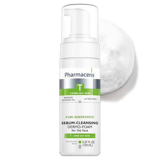 Sebum Cleansing Foam - Cleanser Helps Remove Excess Oil, Dirt & Makeup, Helps Unclog Pores, Face Wash for Shine Control for Oily & Sensitive Skin, PURI-SEBOSTATIC, 5.07 fl oz