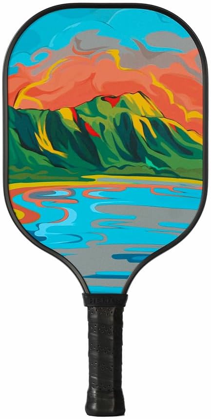 HELIOS Hawaii Pickleball Paddle Set of 2 – O'ahu | Includes Pipeline & Diamond Head Paddles | Particle-Printed Fiberglass Surface with 13mm Reactive Honeycomb Core | 8oz, Beginner Set for Control
