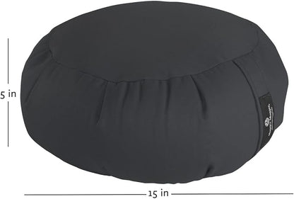Hugger Mugger Zafu Meditation Cushion - Support in Cross-Legged Sitting, Buckwheat Filled, Durable Fabric, Convenient Handle, Handmade in USA