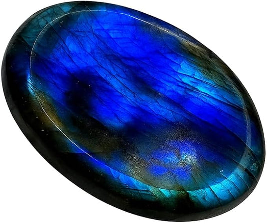 Labradorite Worry Stones – Crystal Thumb Worry Stone for Anxiety, Stress – Relaxing and Soothing Balance Stones for Meditation, Stress Relief – Healing Stones and Crystals for Men and Women