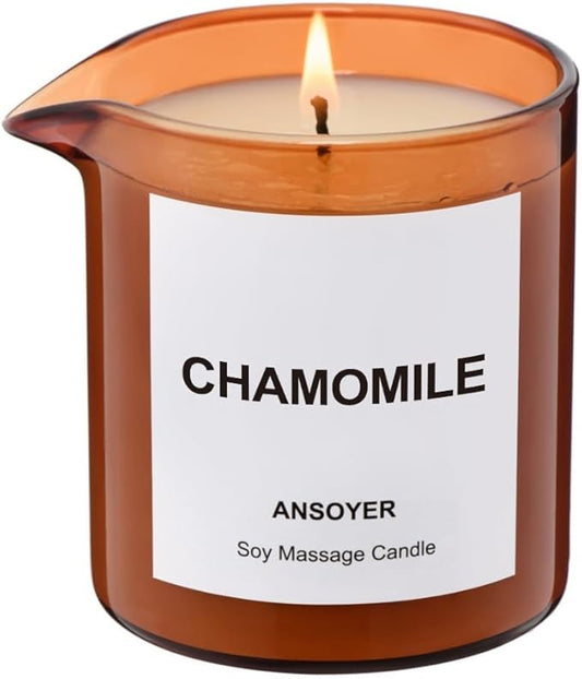 Massage Oil Candle| Massage Oil for Massage Therapy| Massage Lotion Candle| 8 OZ| Amazing Gift for Men or Women (Chamomile)