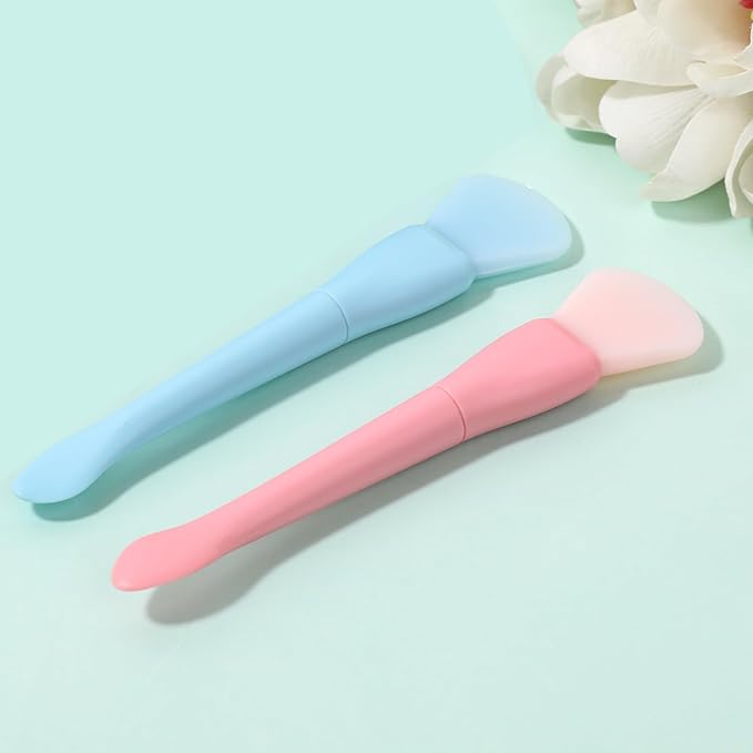 Silicone Face Mask Brush, 2 Pcs Skin Care Brush Applicator Soft Double Head Moisturizers and Facial Mud Mask Applicator Face Cream Spoon Beauty Makeup Scrubber Facial Skin Care Tools for Apply Lotion