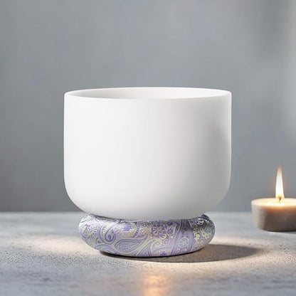Singing Bowl Cushion for Tibetan Singing Bowls, Handmade Silk Brocade Round Cushion Pillow for Sound Healing and Crystal Sound Bowls Accessories(Violet,6.7 Inch)
