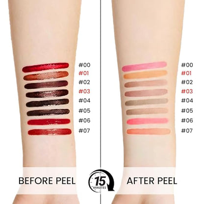 2Pcs Peel Off Matte Liquid Lip Gloss Stain-Lip Liner with Tweezer, Peel Off Lip Stain, Long Lasting & Waterproof Lipstick Tattoo, Transfer-Proof Lip Gloss for All Skin Types (01#+03, 2Pcs)
