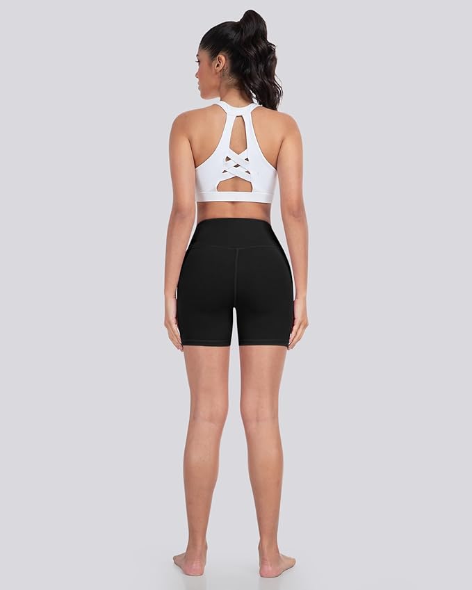 LZYVOO Biker Spandex Shorts Women, High Waisted Tummy Control Workout Yoga Shorts with Pockets