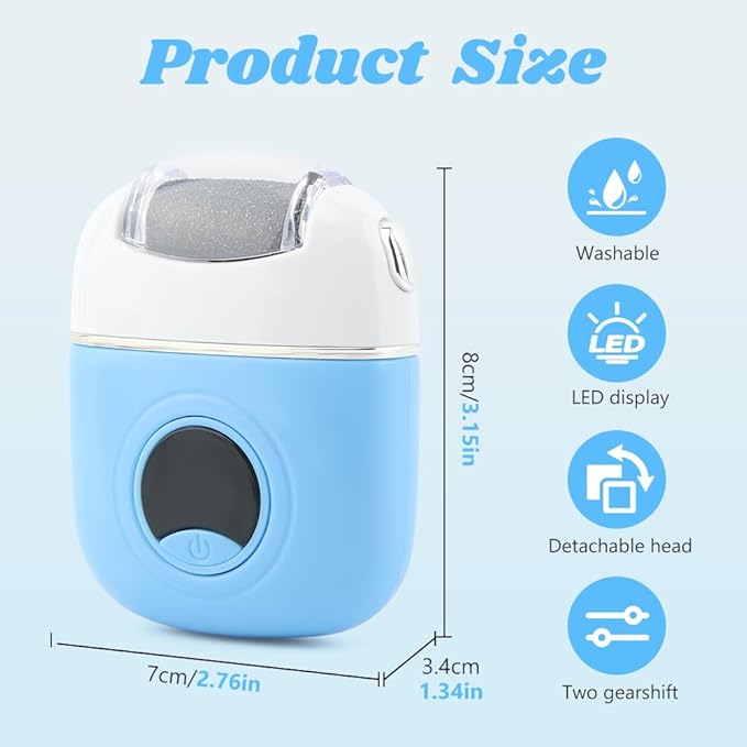 Electric Foot Callus Remover - 3 Grinding Heads & LCD Display for Fast Tough Skin Removal, Women's Home Pedicure Tool for Daily Care & Salon-Like Smooth Feet